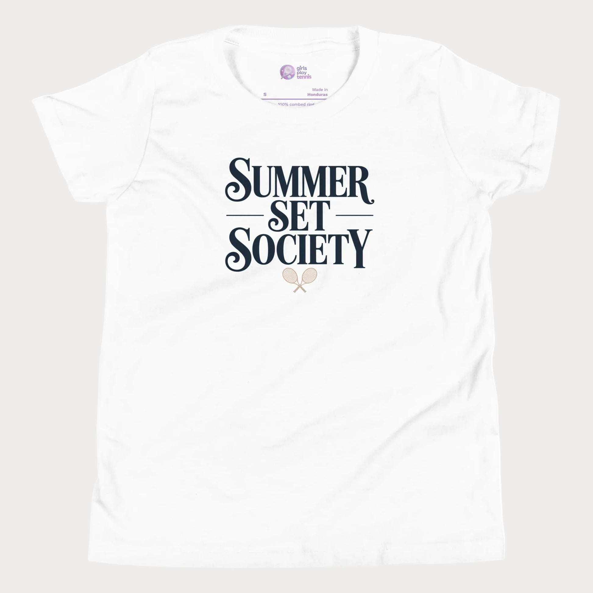 Summer Set Society girls and women’s tennis tee in white premium cotton shirt