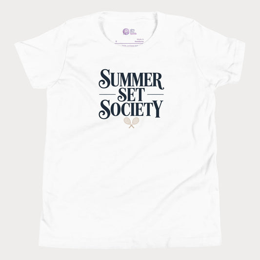 Summer Set Society girls and women’s tennis tee in white premium cotton shirt