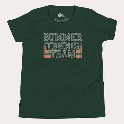Forest Summer Tennis Team varsity-inspired tennis t-shirt for kids and teens