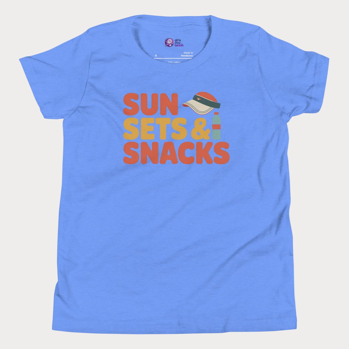 Blue Sun, Sets & Snacks retro-inspired tennis t-shirt for kids and teens