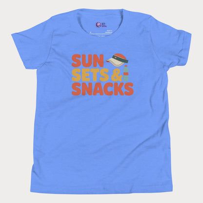 Blue Sun, Sets & Snacks retro-inspired tennis t-shirt for kids and teens