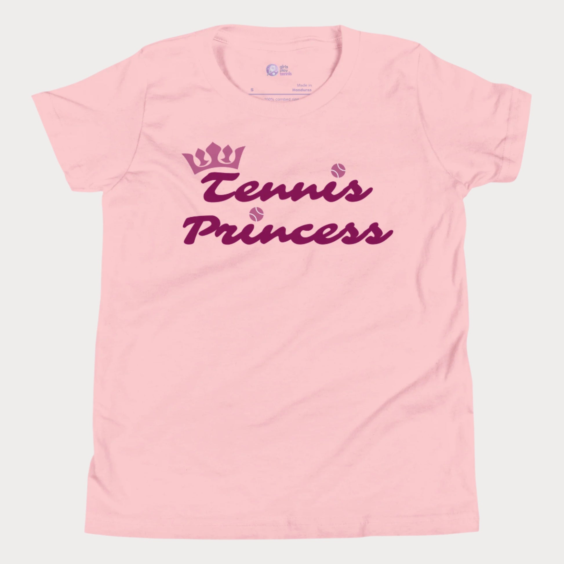 Adorable "Tennis Princess" girls' t-shirt that blends sporty confidence with a touch of royalty.