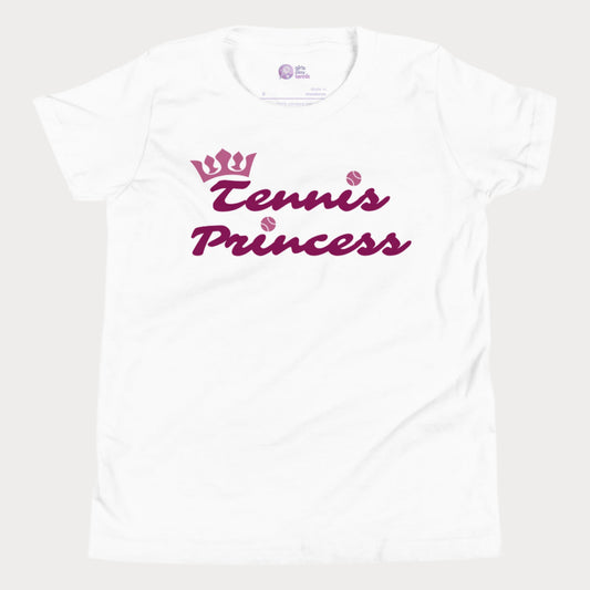 Adorable "Tennis Princess" girls' t-shirt that blends sporty confidence with a touch of royalty.