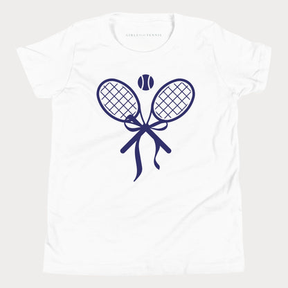 Tennis Racket Bow Youth Tennis Tee