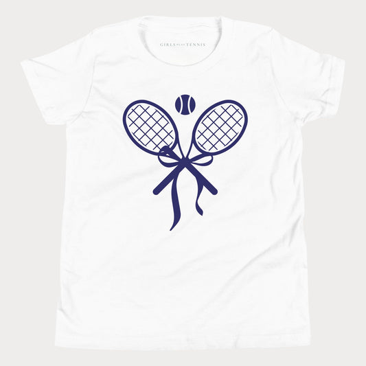 Tennis Racket Bow Youth Tennis Tee